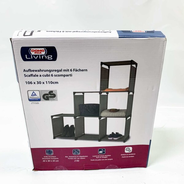 DOMO PAK LIVING Regal, 6 Fächer, modernes Design, vielseitig einsetzbar, ideal für Wohnräume und Stauraum.