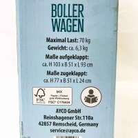 Ayco handcart, 70KG, transport cart, stable, foldable, large wheels, ideal for excursions and leisure.