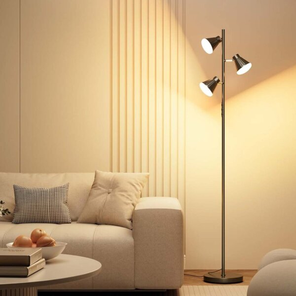 SIBRILLE floor lamp 36W LED, dimmable, 2500LM, 2700K-6500K, modern ceiling floodlight with remote control, 3 lights for living room, bedroom, office.