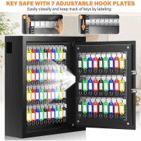 Mejasg Fireproof Key Box, 71 Keys, Key Safe, Side Key Slot, Adjustable Key Rack, Ideal for Offices.