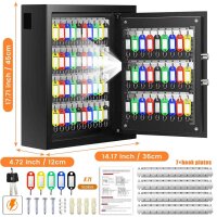 Mejasg Fireproof Key Box, 71 Keys, Key Safe, Side Key Slot, Adjustable Key Rack, Ideal for Offices.