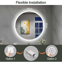 Round bathroom mirror 60 x 60 cm – stylish circular mirror for the bathroom, modern and space-saving, ideal for any interior.