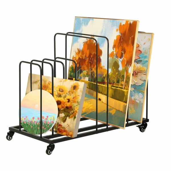 uyoyous Mobile Art Drying Rack 85×69×43cm, Art Drying Rack, with Wheels & Brake, Adjustable Interval for Canvases.