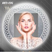 YOSHOOT bathroom mirror 70cm, round LED mirror with...