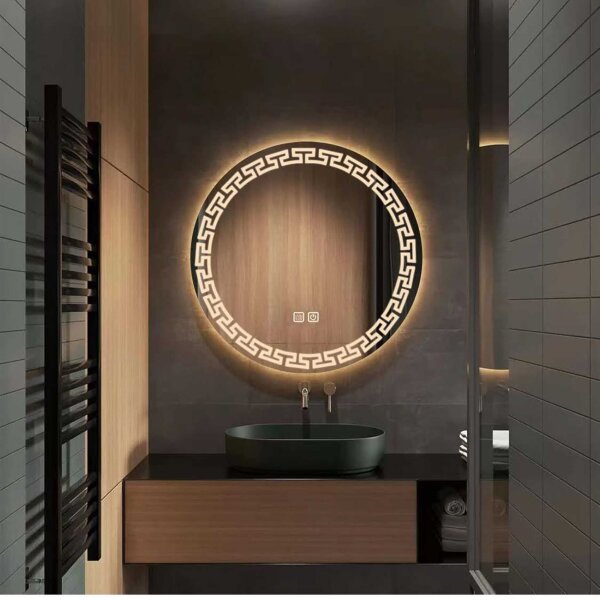 YOSHOOT bathroom mirror 60cm, round LED wall mirror, anti-fog, dimmable, 3 colors, IP44.
