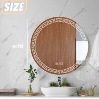 YOSHOOT Badspiegel 60cm, runder LED-Wandspiegel, Antibeschlag, dimmbar, 3 Farben, IP44.