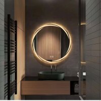 YOSHOOT bathroom mirror, 50cm, round wall mirror, LED lighting, anti-fog, dimmable, 3 colors, IP44.