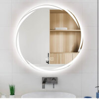 YOSHOOT bathroom mirror, 50cm, round wall mirror, LED lighting, anti-fog, dimmable, 3 colors, IP44.