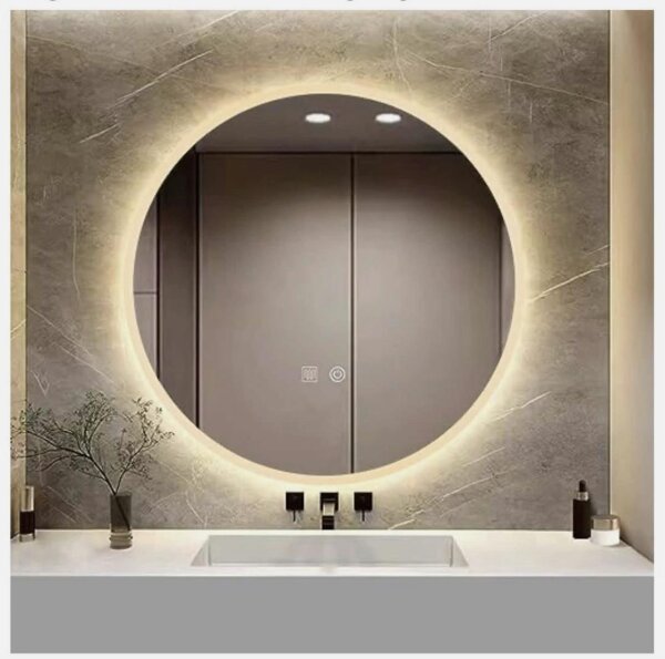 YOSHOOT 48.5cm Wall Mirror Dimmable LED Light Anti-Fog IP44 Classic Design Large Diameter.