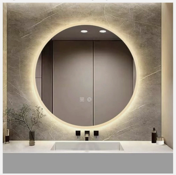 YOSHOOT 48.5cm Wall Mirror Dimmable LED Light Anti-Fog IP44 Classic Design Large Diameter.