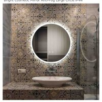 YOSHOOT 48.5cm Wall Mirror Dimmable LED Light Anti-Fog IP44 Classic Design Large Diameter.