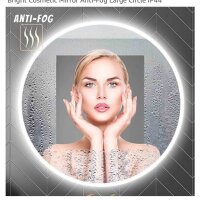YOSHOOT 48.5cm Wall Mirror Dimmable LED Light Anti-Fog IP44 Classic Design Large Diameter.