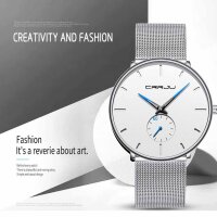 FIZILI mens watch 086, ultra thin, black, minimalist, quartz, Milanese mesh stainless steel, elegant and timeless.