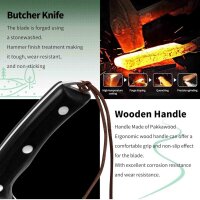 Fulli Küchenmesser 27 cm, Kochmesser mit Holzgriff, ideal zum Schneiden von Fleisch, Gemüse und Obst, inklusive Scheide.