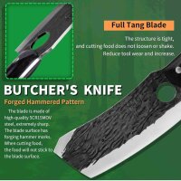 Fullhi Metzgermesser, Kochmesser, 29,3 cm, Kohlenstoffstahl, schwarz, ideal für Camping und Gemüse.