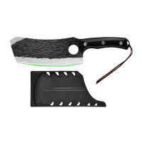 Fullhi Metzgermesser, Kochmesser, 29,3 cm, Kohlenstoffstahl, schwarz, ideal für Camping und Gemüse.