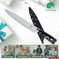 Fullhi, 8" raking knife, stainless steel, multi-colored, with cover, ideal for cutting, black resin handle.