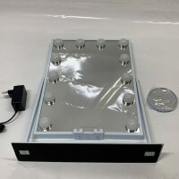 FENCHILIN Hollywood Schminkspiegel 30x41 cm, beleuchtet, 12 LED, Wireless Ladefunktion, Lautsprecher, weiß
