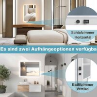 GIMBELEN Badspiegel 80x60 cm, LED mit Antibeschlag, 2 Lichtfarben (3000K/6500K), Tastenschalter, Speicherfunktion, rechteckig.