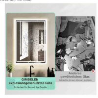 GIMBELEN bathroom mirror 45x60 cm, LED, touch switch, memory function, explosion-proof glass, IP44, horizontal/vertical.