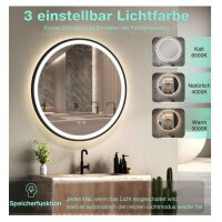 GIMBELEN Runder Spiegel 50 cm, Badspiegel mit...