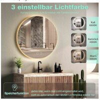 GIMBELEN round bathroom mirror 50 cm, illuminated, 3...