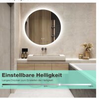 GIMBELEN round bathroom mirror 50 cm, illuminated, 3 light colors, dimmable, touch switch, memory function, explosion-proof.