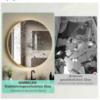 GIMBELEN Badspiegel 50 cm, Rund, LED mit Kaltweiß...