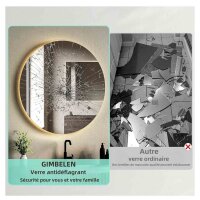 GIMBELEN bathroom mirror 60 cm, round LED mirror, dimmable, 3 light colors, touch switch, IP44, energy saving, scratches on the back.