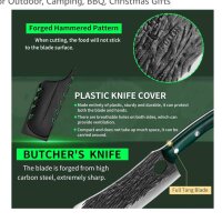 Fullhi Küchenmesser, Stahlkäsemesser, geschmiedeter Kohlenstoff, ideal für Außenküche, Camping, BBQ, robust und scharf.