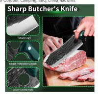 Fullhi Küchenmesser, Stahlkäsemesser, geschmiedeter Kohlenstoff, ideal für Außenküche, Camping, BBQ, robust und scharf.