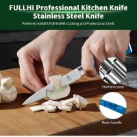 Fullhi utility knife, 5 inches, universal kitchen knife, multi-colored, stainless steel, with wooden handle, ideal for precise cutting.
