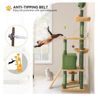 YITAHOME Cat Tree, Cat Climbing Tower, with Self-Grooming Brush, Sisal Scratching Posts, Play Balls, Ideal for Indoor Cats.