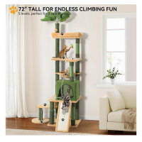 YITAHOME Cat Tree, Cat Climbing Tower, with Self-Grooming Brush, Sisal Scratching Posts, Play Balls, Ideal for Indoor Cats.
