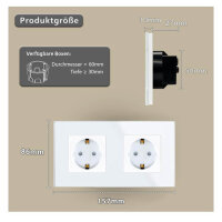 TAWOIA Schuko socket, EU standard, 2-way, glass...