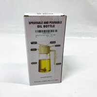 EnthuLove oil sprayer 470ml, 2 in 1, glass, for cooking oil, olive oil, ideal for air fryer, practical spray bottle, white.