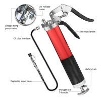 Anesty one-hand grease gun, professional 7000PSI, hand grease gun, set with G-coupling, pointed mouthpiece, 2 flexible hoses, nozzle tube.