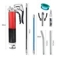 Anesty one-hand grease gun, professional 7000PSI, hand grease gun, set with G-coupling, pointed mouthpiece, 2 flexible hoses, nozzle tube.