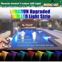 LONGRUN waterfall stream set, 90cm, garden fountain with LED color change, acrylic pond fountain for outdoor use.