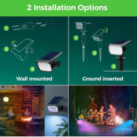 LOTMOS RGB Solarlampen 20 LED, 3 Stück, IP67...