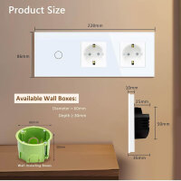 TAWOIA light switch with socket, EU standard, 2-way...