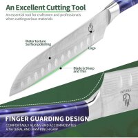 Fullhi Santoku-Messer, 7 Zoll, Küchenmesser, Edelstahl, mit lila Harz-Gehäuse