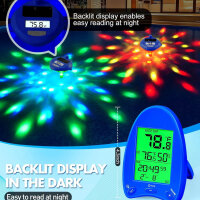 DeeprBlu 2025 Poolthermometer | Funk, Solar, LED-Lichtshow, duales Display, 200m Reichweite, schwimmend für Pools & Spas.