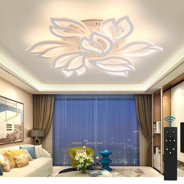 Sky Angle LED Ceiling Light, 120W Ceiling Lamp, Remote Control, Adjustable Light, 14400 Lumens, Acrylic for Bedroom and Living Room.