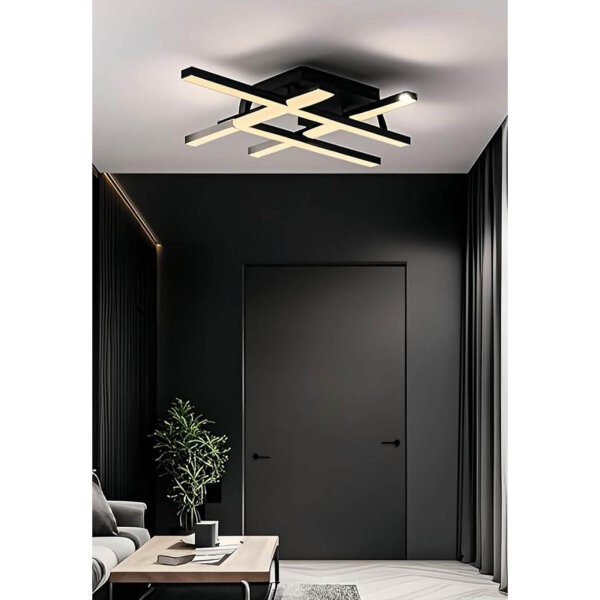 Sky angle LED ceiling light, flush-mounted chandelier, black, 3000 K warm white, ideal for living rooms, hallways, bedrooms, kitchens.