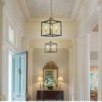 Qcyuui Metall Laterne Kronleuchter 4-Licht,...