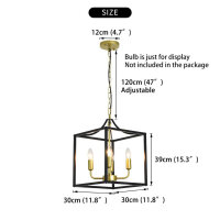 Qcyuui Metal Lantern Chandelier 4-Light, Height Adjustable, Rustic Gold, Ideal for Foyer, Hallway, Dining Room.