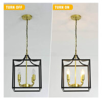 Qcyuui Metal Lantern Chandelier 4-Light, Height Adjustable, Rustic Gold, Ideal for Foyer, Hallway, Dining Room.