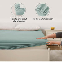 SOULFUL fitted sheet 140x200cm, 100% washed cotton, breathable, linen-like feel, for mattresses up to 25cm, light green.