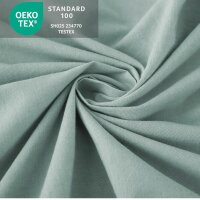 SOULFUL fitted sheet 140x200cm, 100% washed cotton, breathable, linen-like feel, for mattresses up to 25cm, light green.